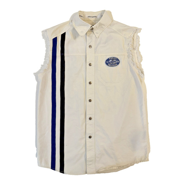 Vintage Harley-Davidson Shirt Mens Small Sleeveless Frayed Dirt Track Biker 90s - Picture 1 of 7